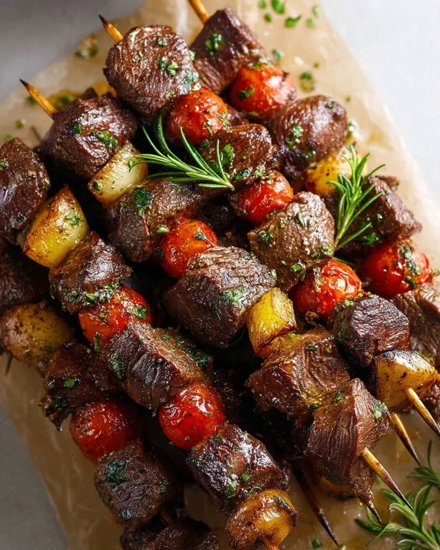Rosemary Garlic Steak Kebabs