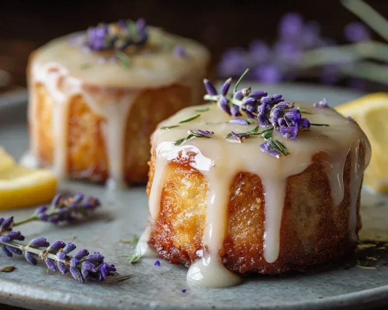 Mini Lemon Cakes With Lavender Glaze