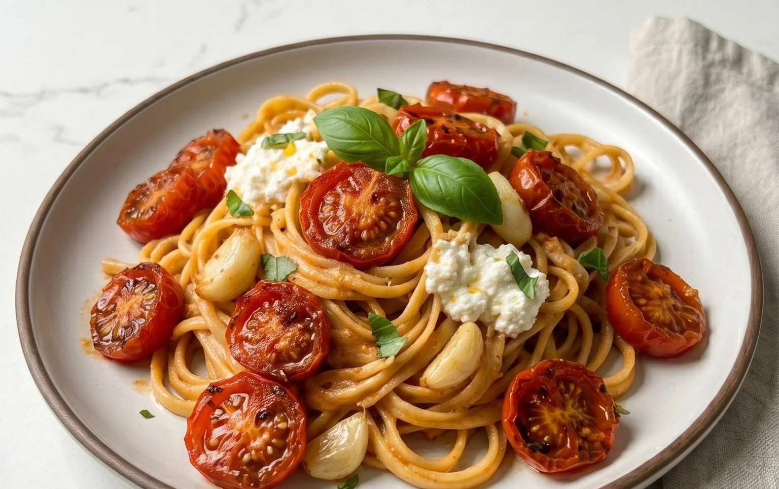 Roasted Tomato and Garlic Ricotta Pasta