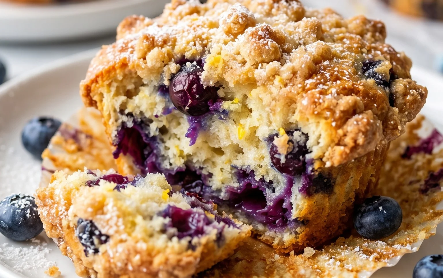 Lemon Blueberry Streusel Muffins