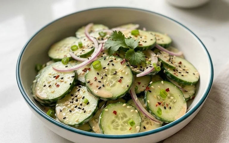 Creamy Asian Cucumber Salad Bowl