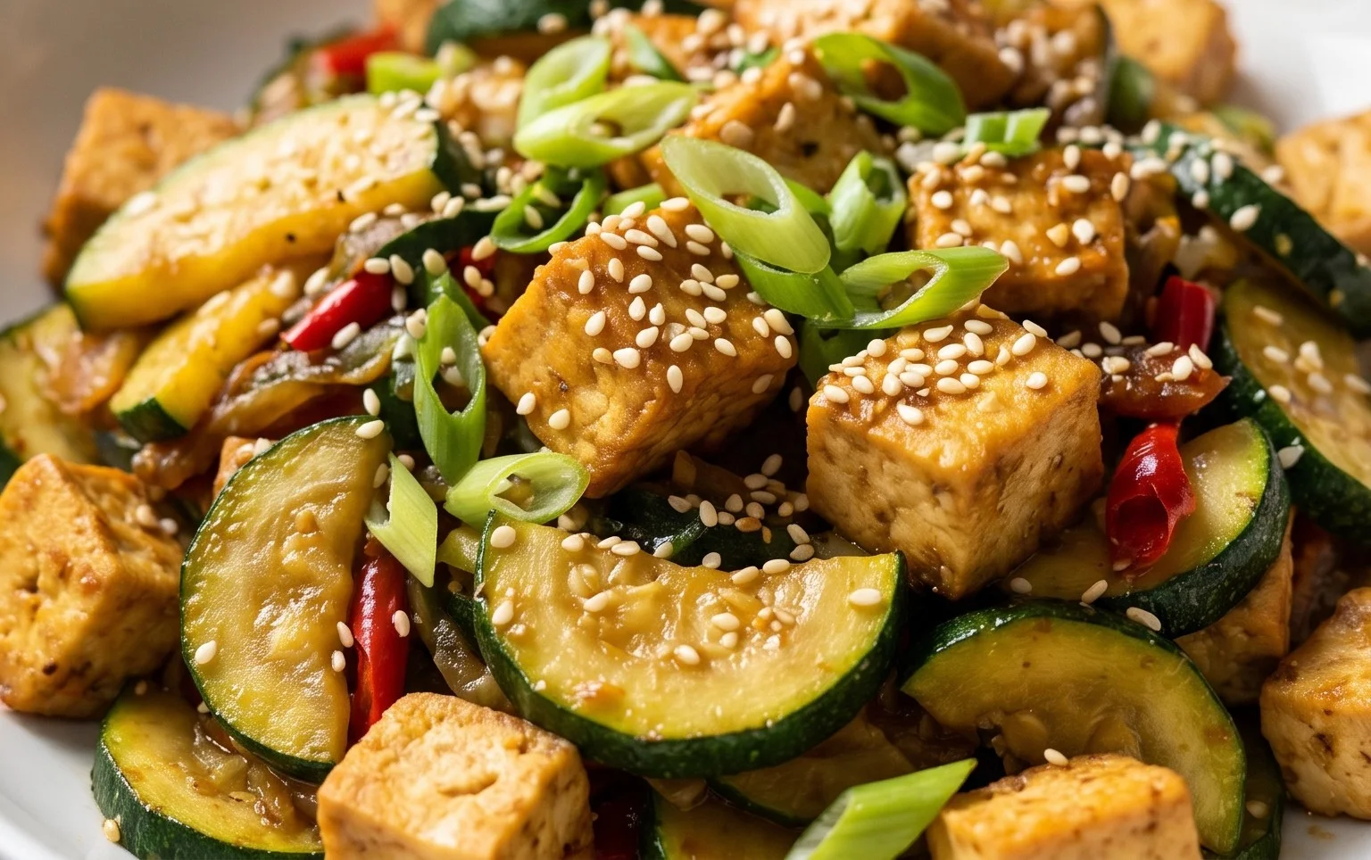 Zucchini Stir Fry With Tofu (Vegan)