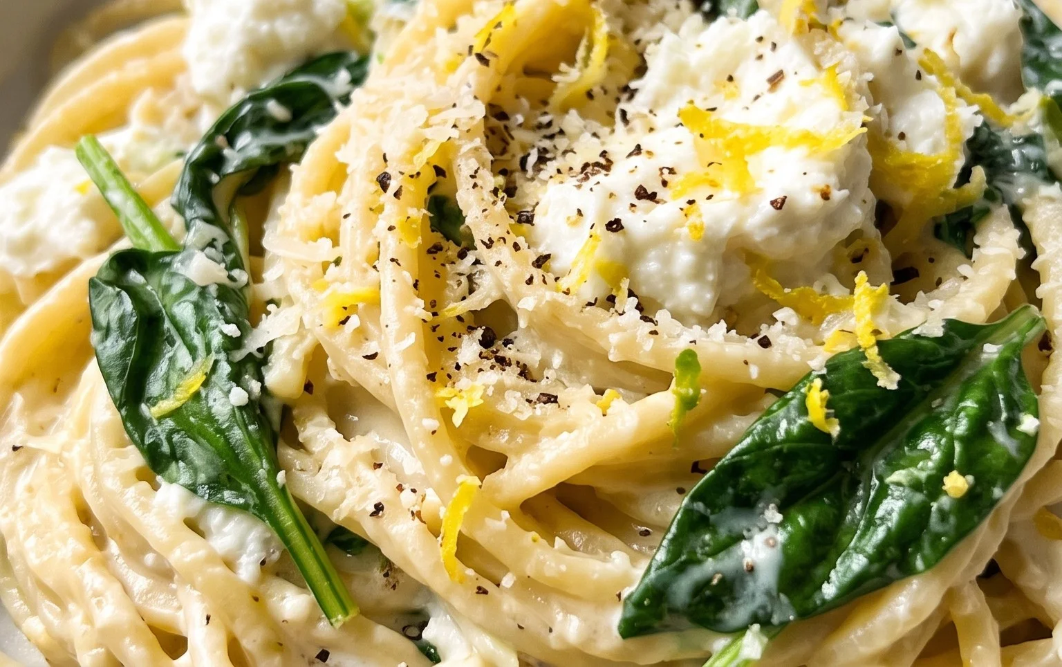 Lemon ricotta pasta & spinach