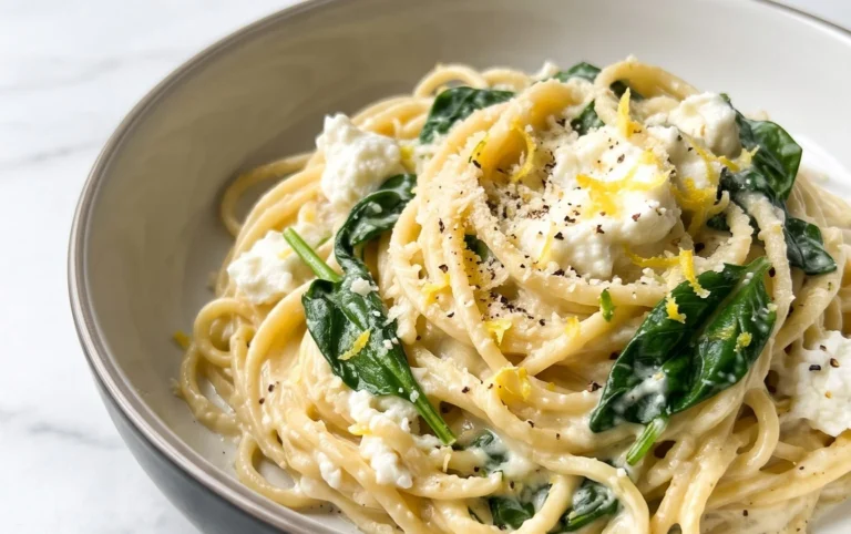 Lemon ricotta pasta & spinach