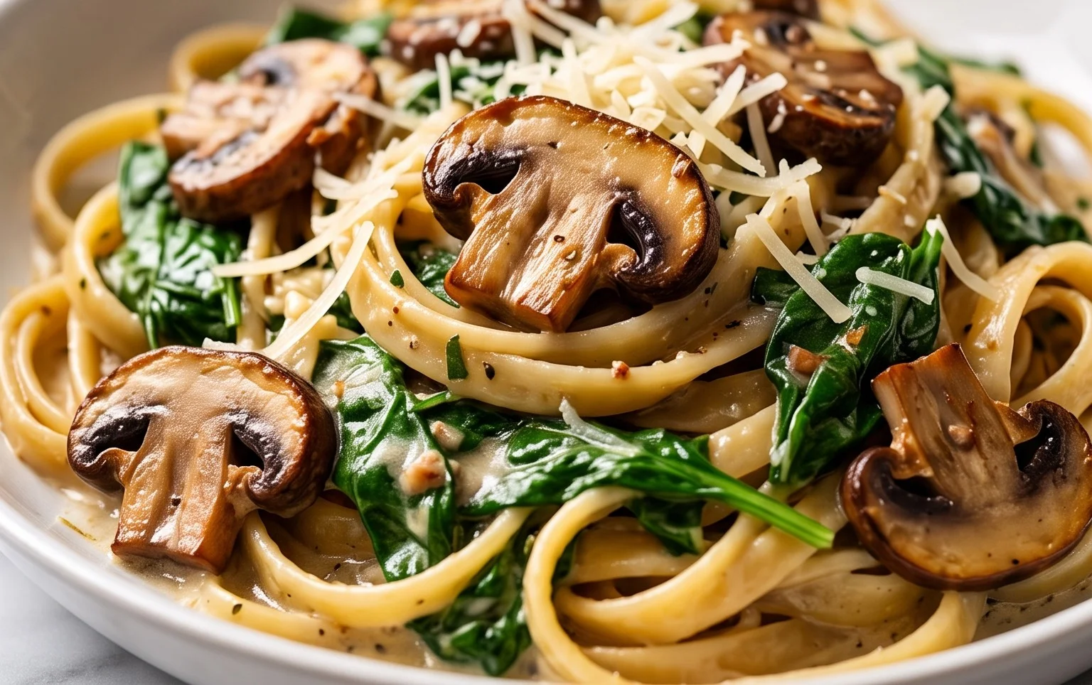 Parmesan Spinach Mushroom Pasta Skillet