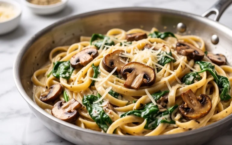 Parmesan Spinach Mushroom Pasta Skillet