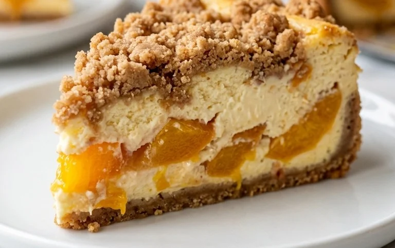 Peach Cream Cheese Cake with Streusel Topping