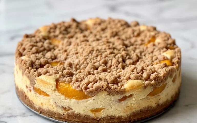 Peach Cream Cheese Cake with Streusel Topping