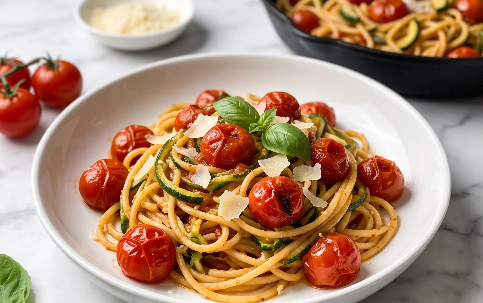 Healthy Tomato Zucchini Pasta