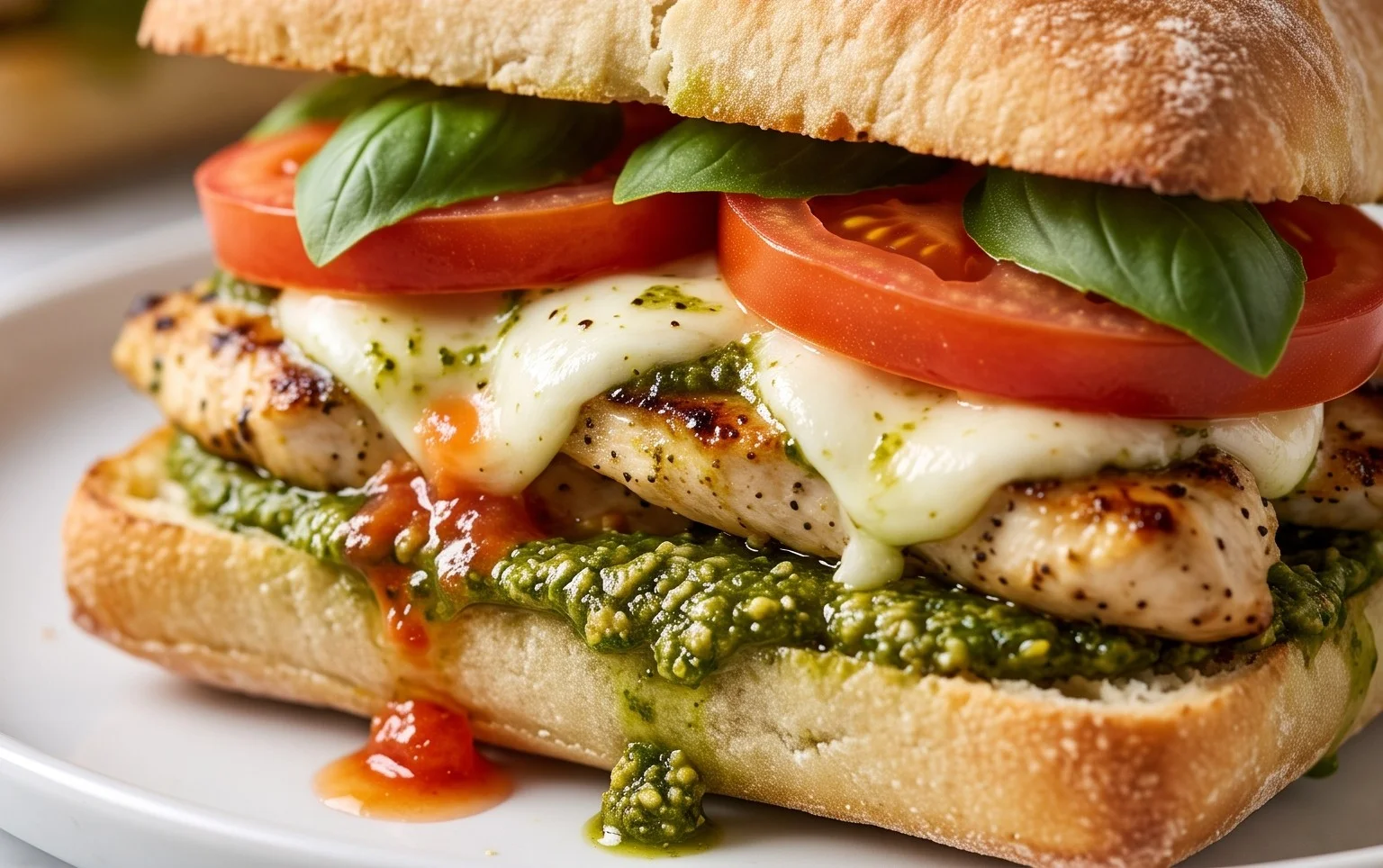Chicken Pesto Caprese Sandwich