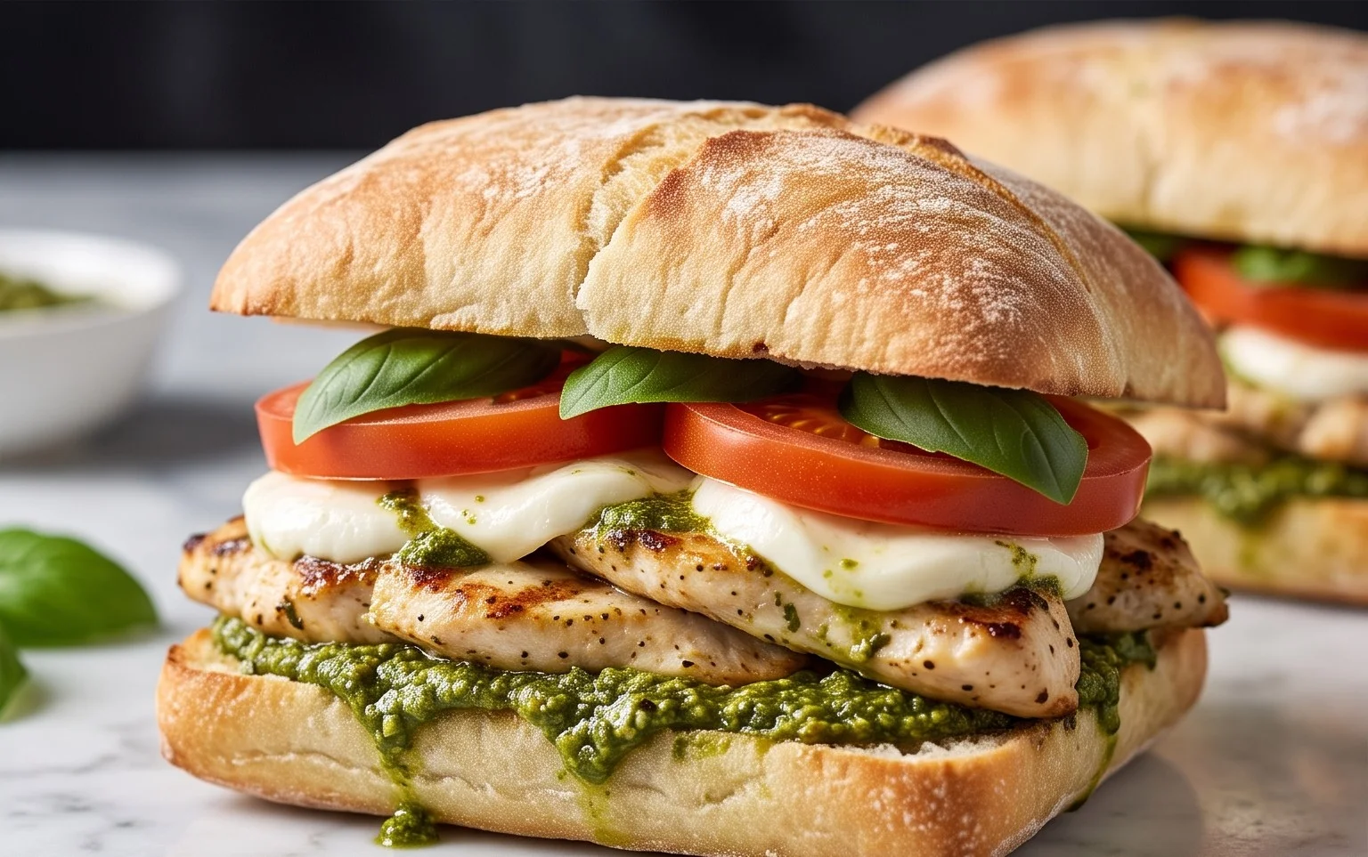 Chicken Pesto Caprese Sandwich