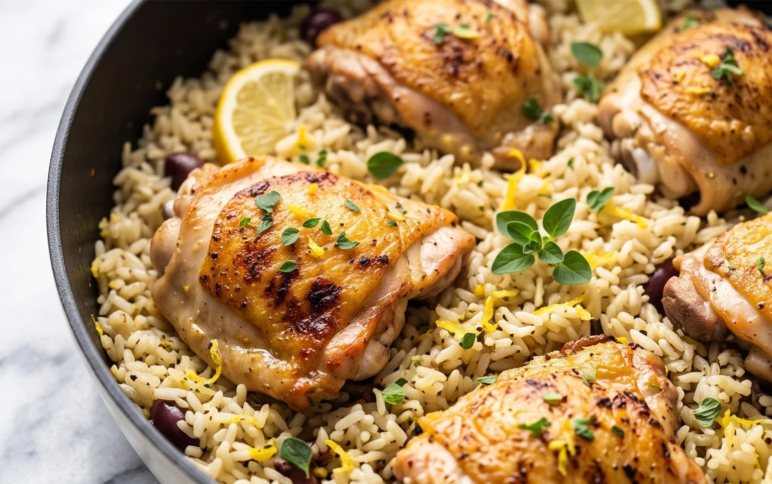 Greek Chicken and Lemon Rice (30 Minutes, One-Pot)