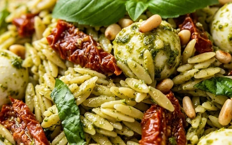 Sun Dried Tomato Orzo Pesto Salad