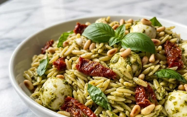 Sun Dried Tomato Orzo Pesto Salad