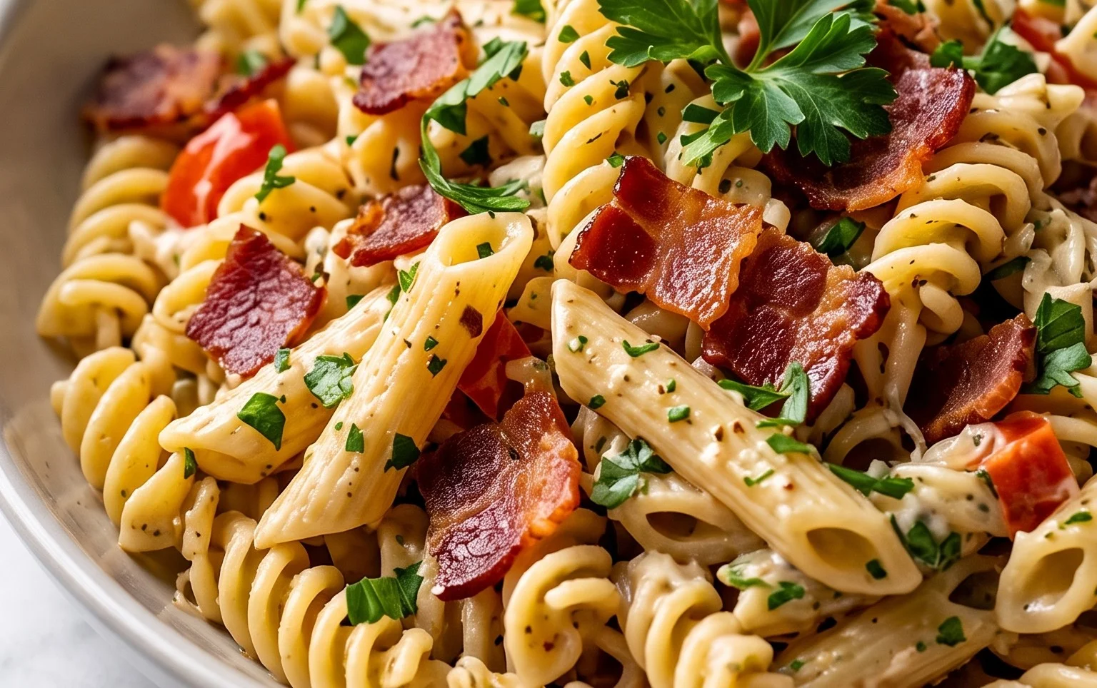 Beef Bacon Ranch Pasta Salad