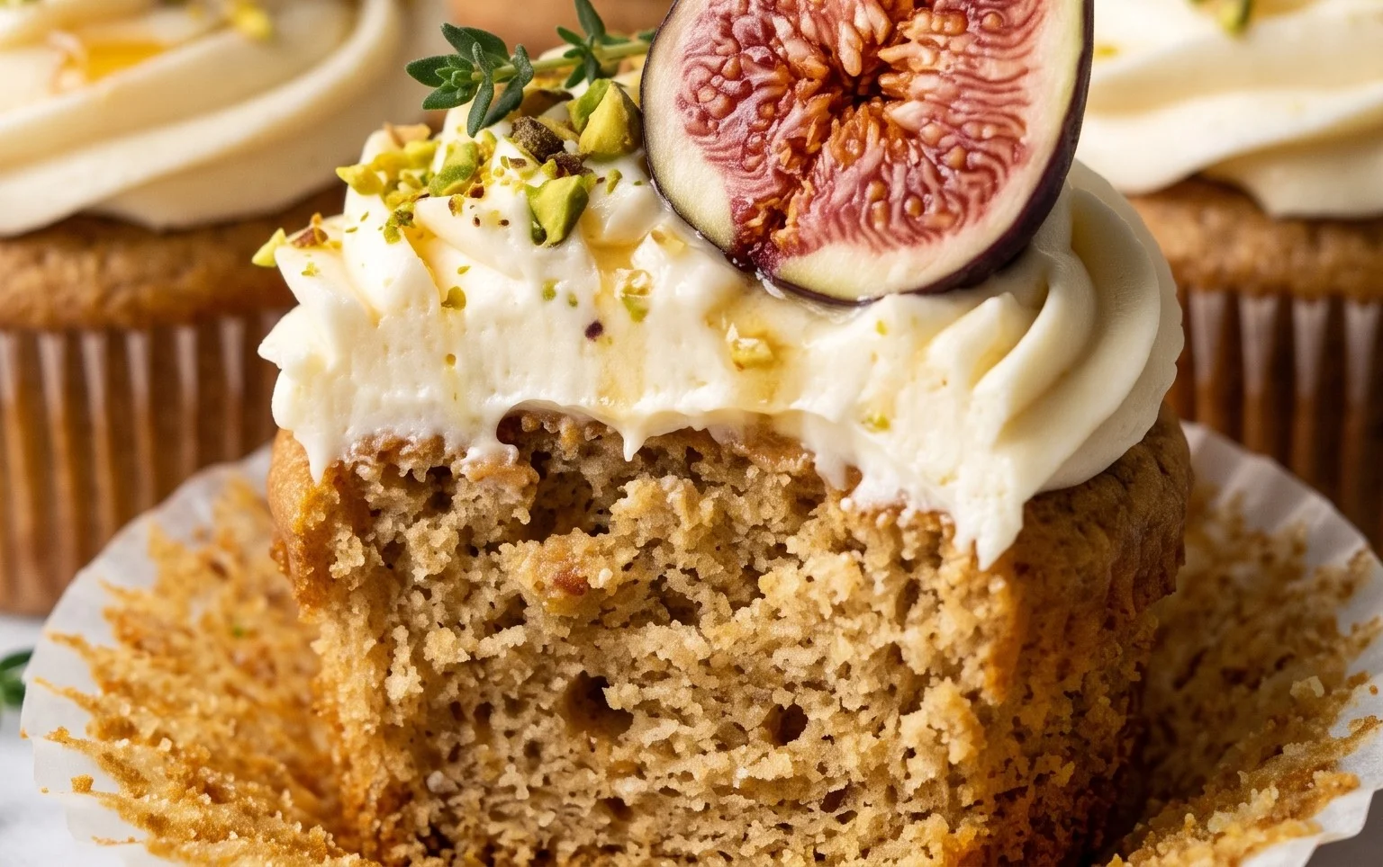 Fig Cupcakes with Honey Cream Cheese Frosting