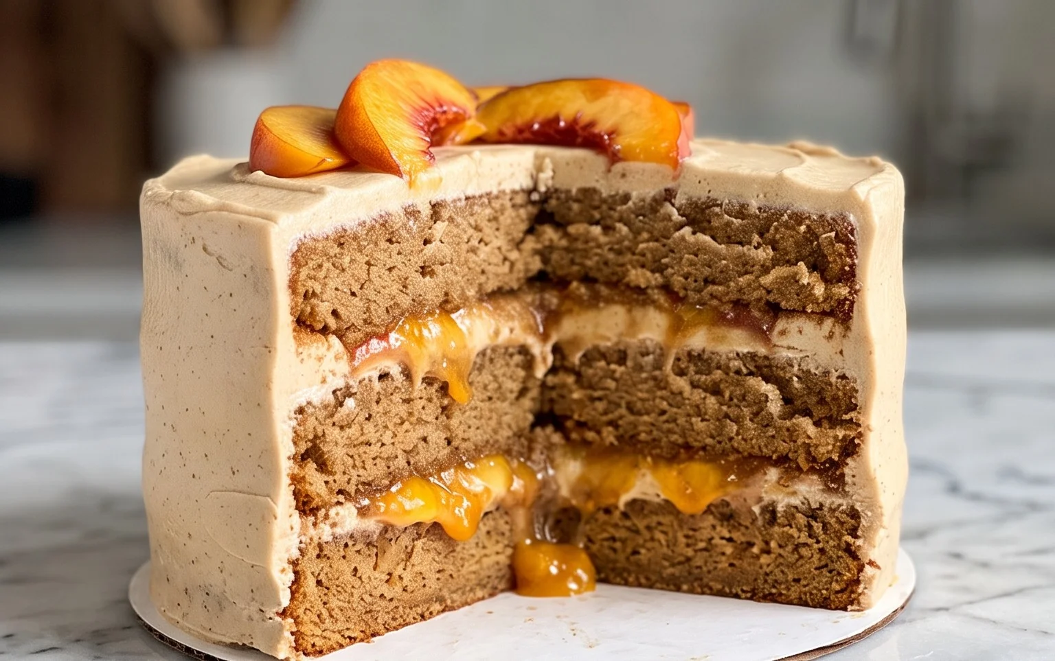 Brown Sugar Layer Cake with Peach Filling