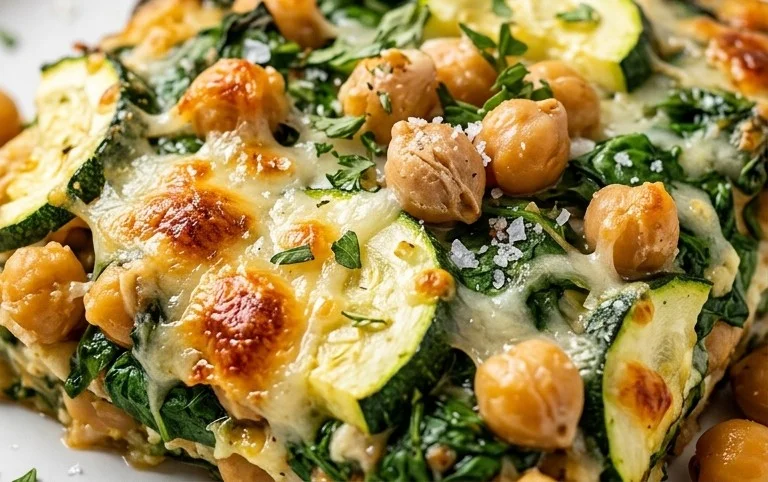Spinach Zucchini Chickpea Bake